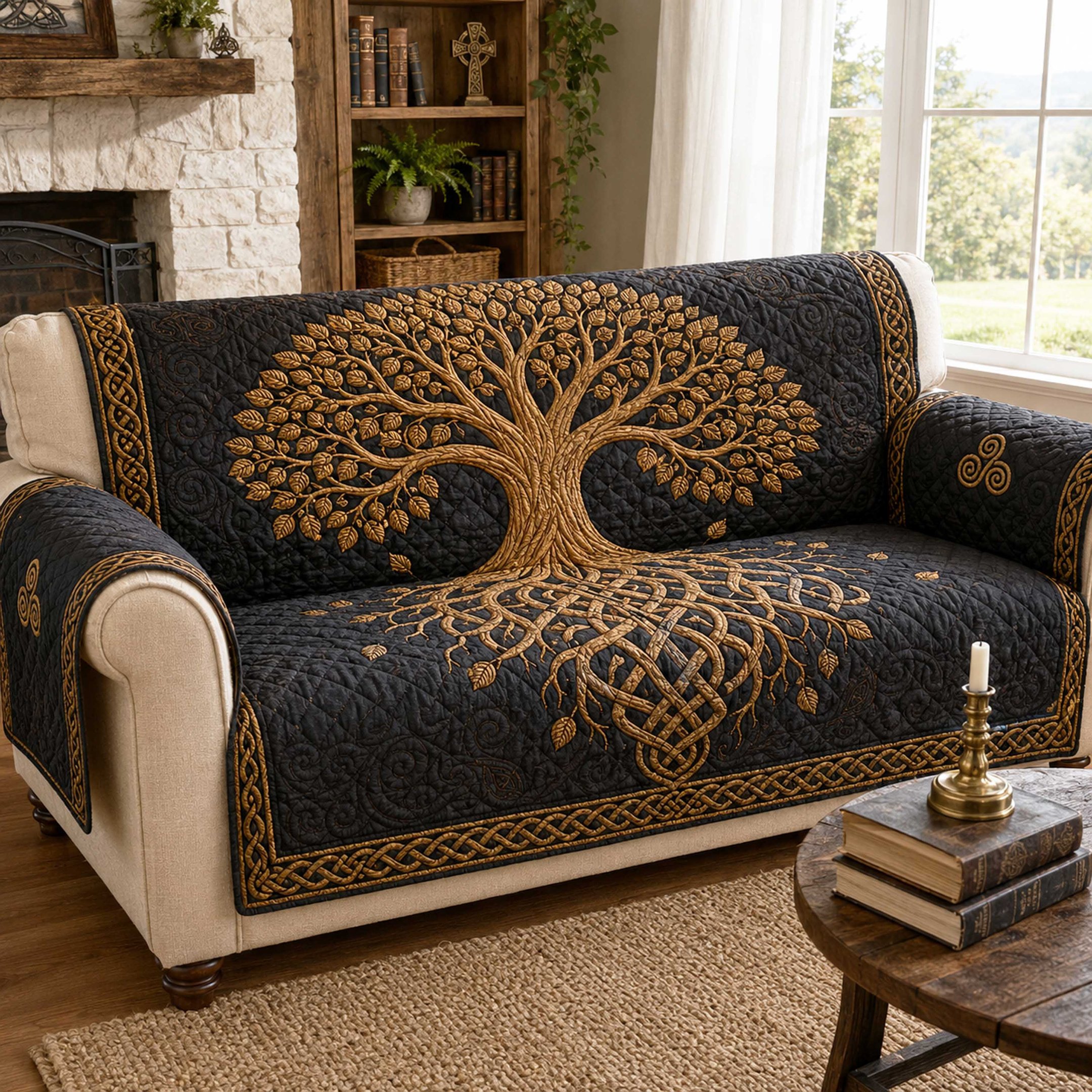 Celtic Tree Quilted Sofa Cover Holiday Sofa Cover Gift For New Homeowners
