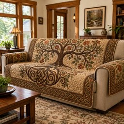 Sunlit Meadow Blossom Quilted Sofa Cover Quilted Sofa Cover Gift For Christmas