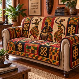 Heritage Drum Circle Quilted Sofa Cover Holiday Quilted Sofa Cover For Homeowners