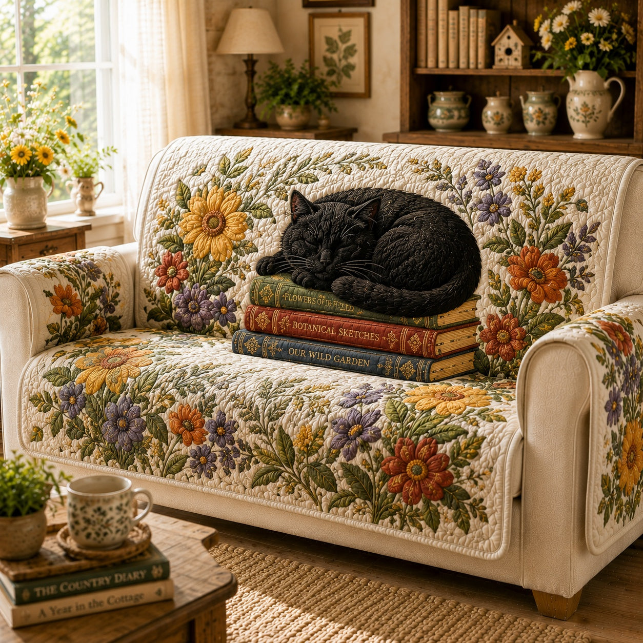Shadow Flora Slumber Quilted Sofa Cover Festive Couch Cover Gift For Parents