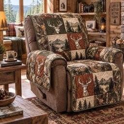 Golden Autumn Deer Quilted Sofa Cover Festive Quilted Sofa Cover Dad Gifts