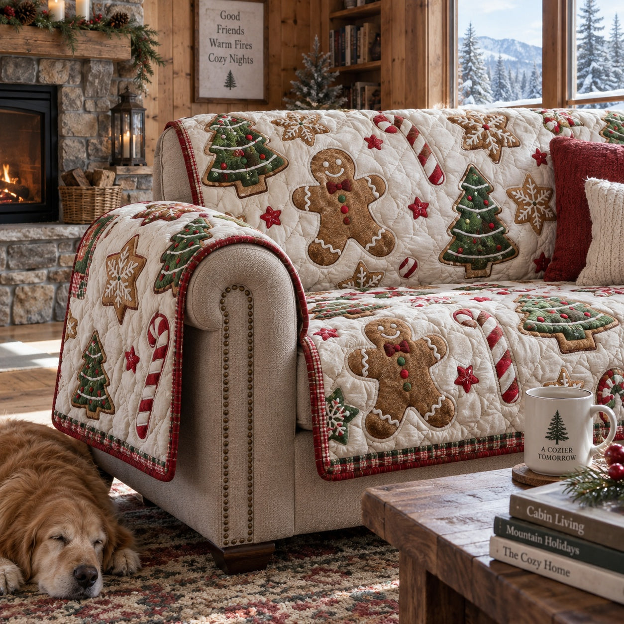 Spiced Starry Sweets Quilted Sofa Cover Seasonal Sofa Cover The Holiday Season Gift