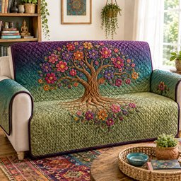 Eternal Roots Quilted Sofa Cover Christmas Sofa Cover Holiday Gift For Mom