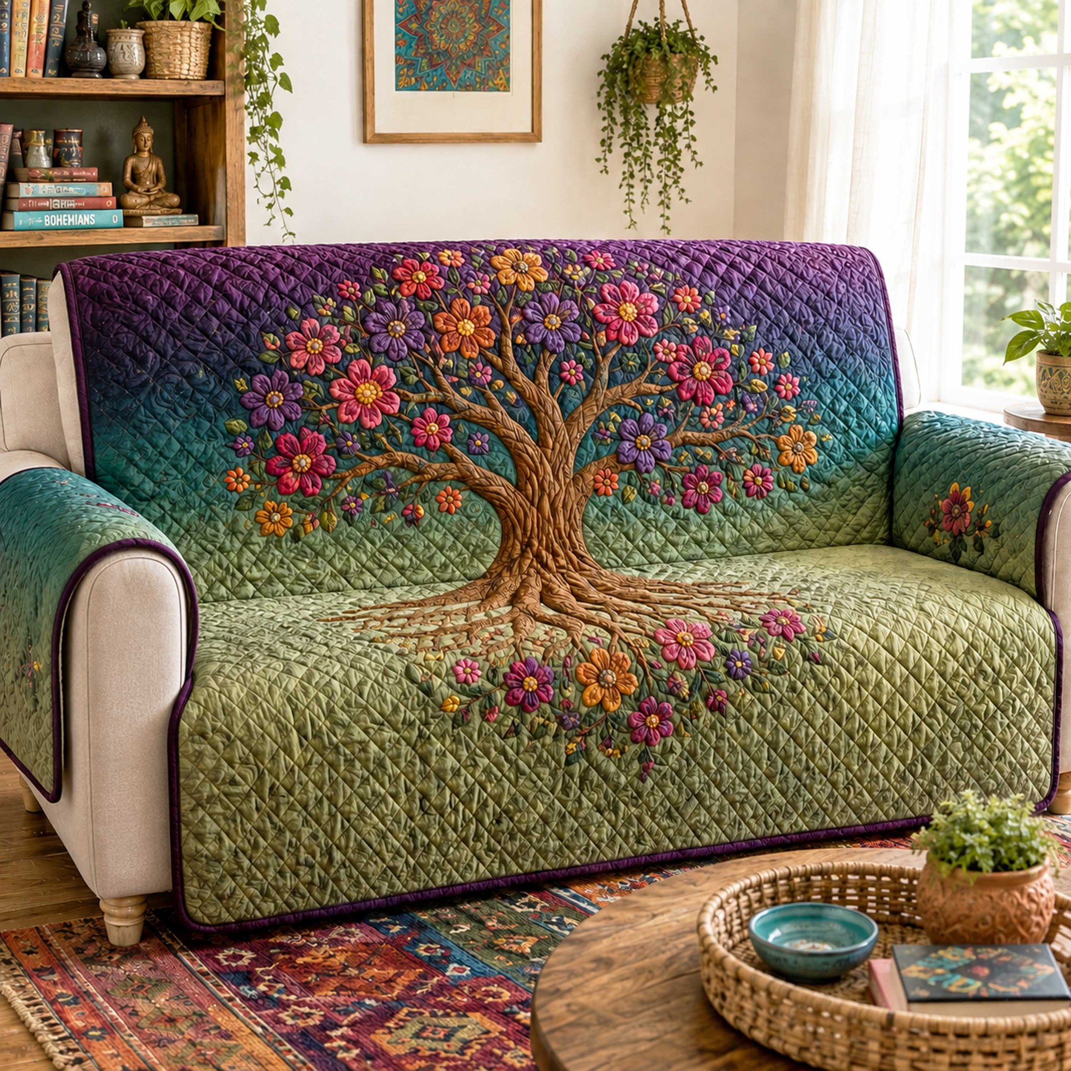 Eternal Roots Quilted Sofa Cover Christmas Sofa Cover Holiday Gift For Mom