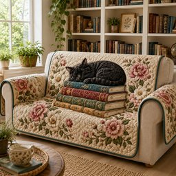 Whisker Storybook Bloom Quilted Sofa Cover Christmas Sofa Cover Gift For Mom