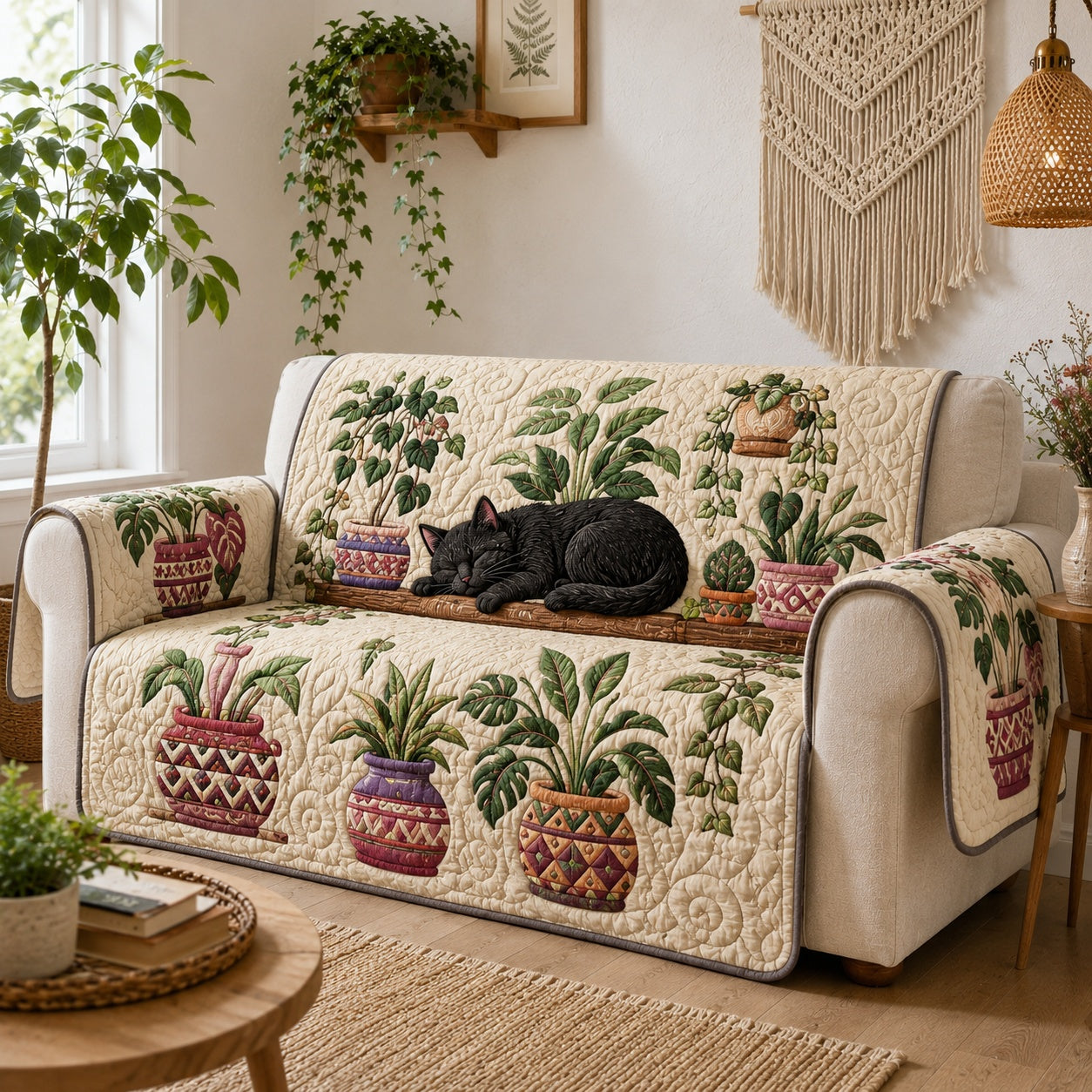 Panther Botanical Slumber Quilted Sofa Cover Xmas Quilted Couch Cover Parents Gift