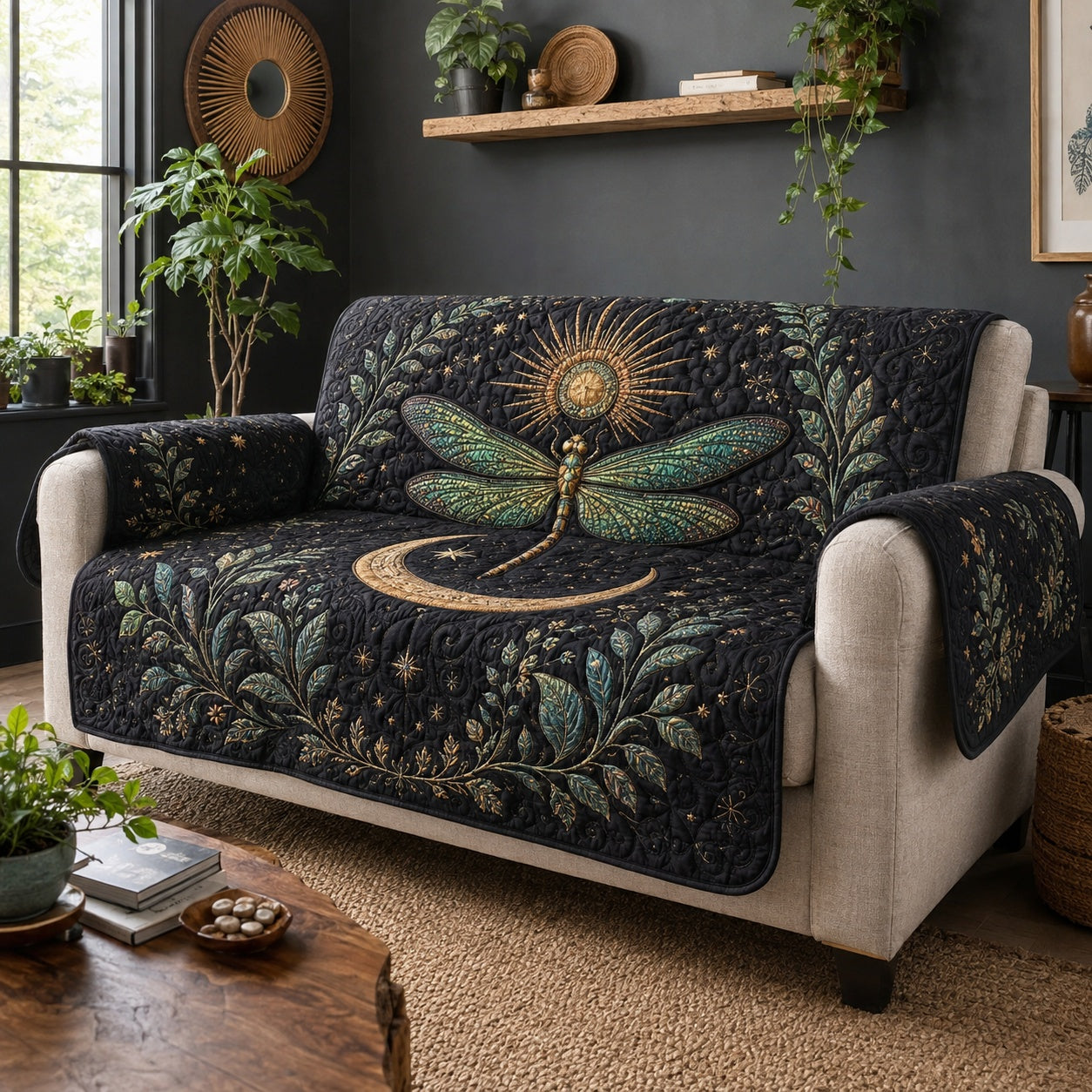 Lunar Starlight Hover Quilted Sofa Cover Xmas Sofa Cover Best Christmas Gift Ideas_