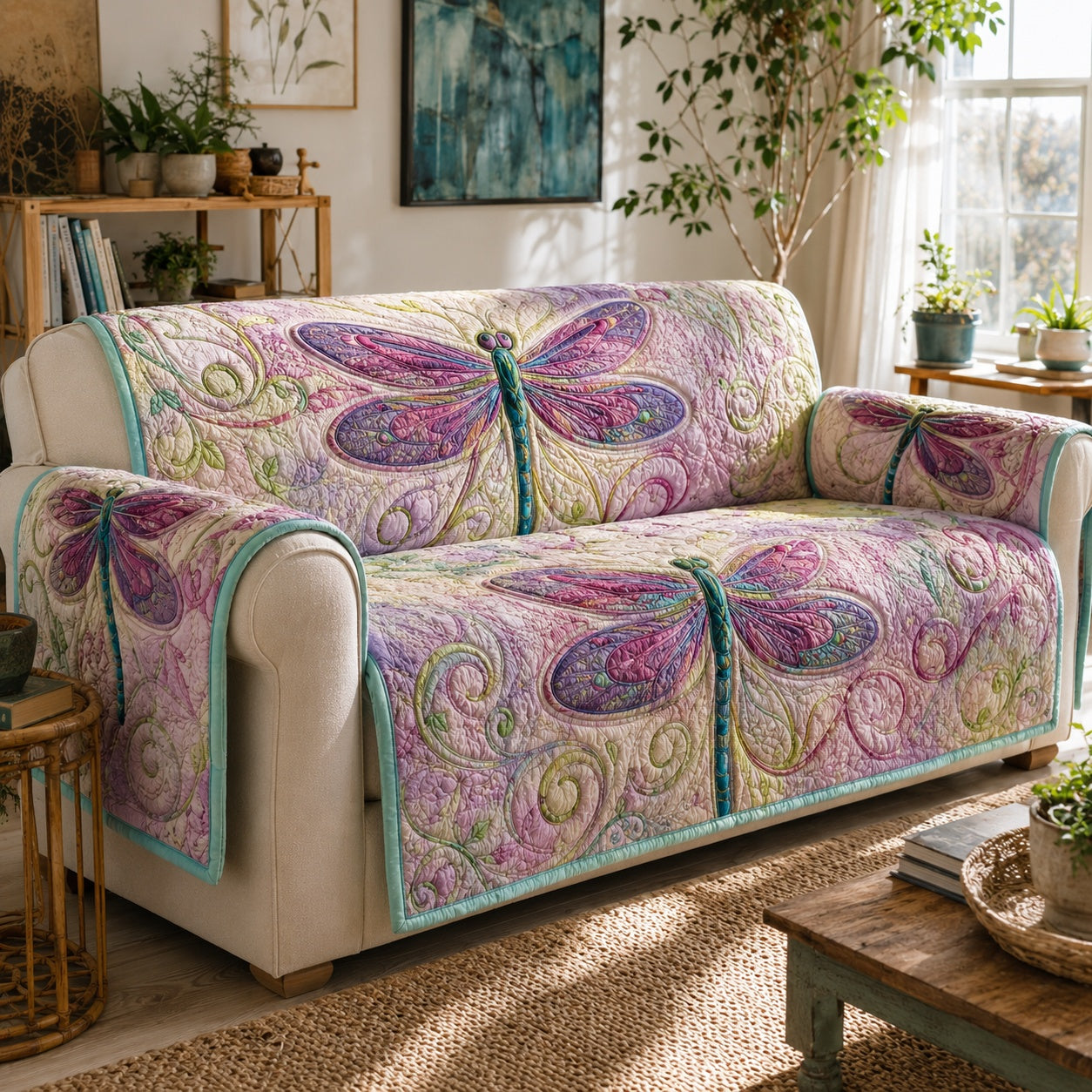 Amethyst Gossamer Wings Quilted Sofa Cover Xmas Sofa Protector Gift For Parents