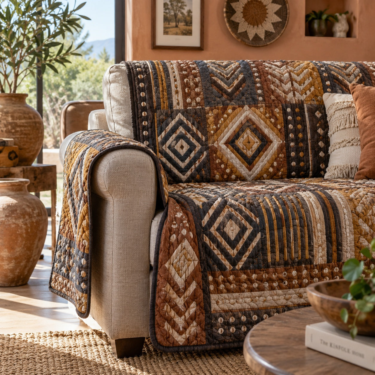 Nomadic Gold Quilted Sofa Cover Holiday Quilted Sofa Cover Christmas Gifts