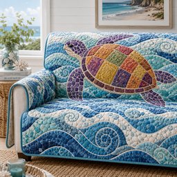 Prism Turtle Wave Quilted Sofa Cover Holiday Sofa Cover Gift For Turtle Lovers