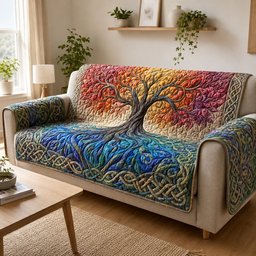 Prismatic Canopy Glow Quilted Sofa Cover Holiday Couch Cover Gift For The Holiday Season
