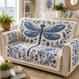 Cobalt Azure Hover Quilted Sofa Cover Xmas Quilted Sofa Cover Gift For Parents