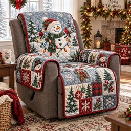 Frosty Holiday Patch Quilted Sofa Cover Christmas Quilted Couch Cover Dad Gifts