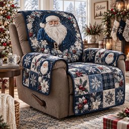 Midnight Santa Snowfall Quilted Sofa Cover Seasonal Sofa Cover Secret Santa Gifts