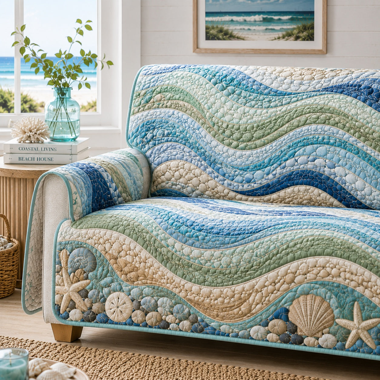 Ebbing Sand Ripple Quilted Sofa Cover Winter Quilted Sofa Cover Christmas Presents