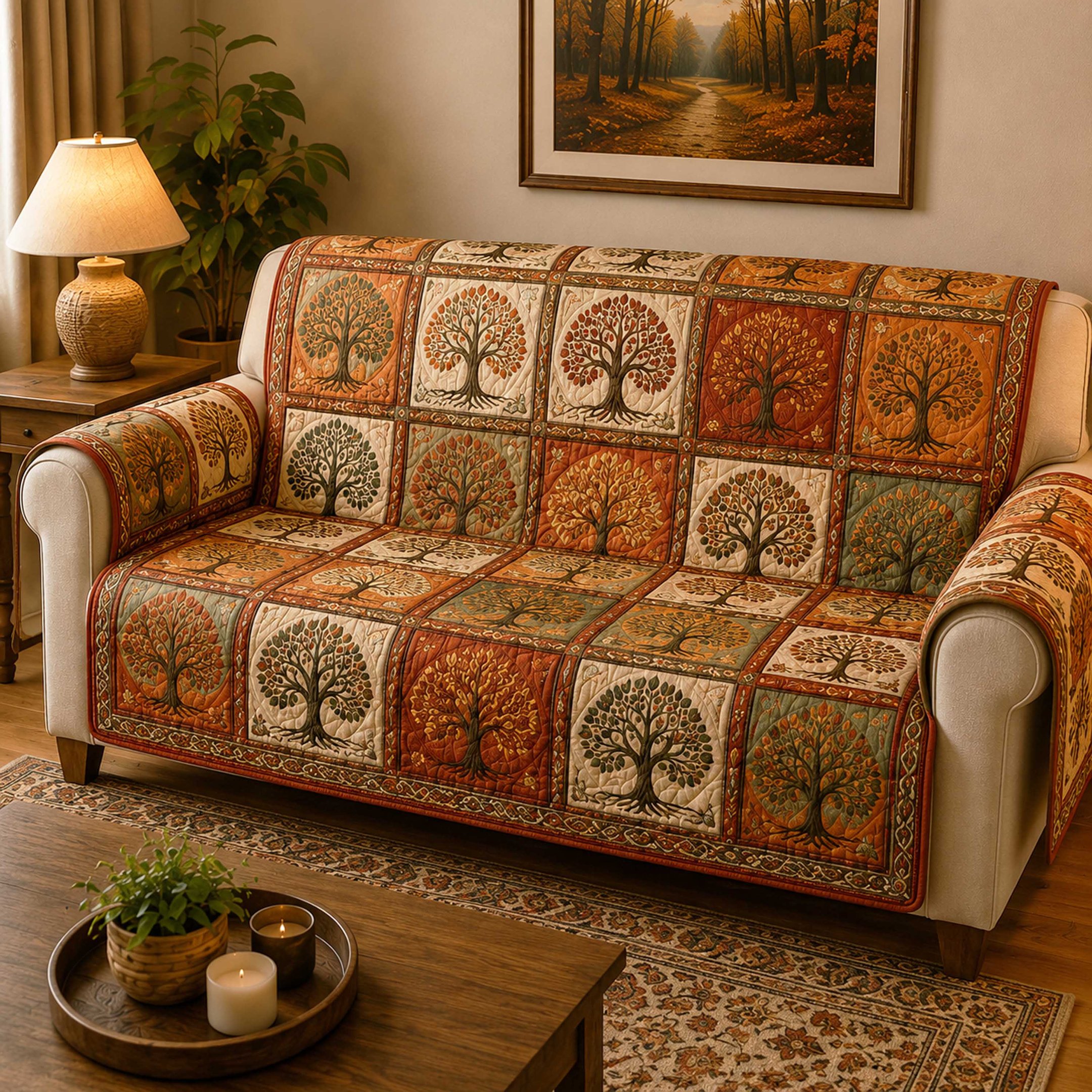 Celtic Legacy Quilted Sofa Cover Xmas Quilted Sofa Cover Holiday Gift For Homeowners