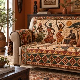 Sunset Village Rhythm Quilted Sofa Cover Christmas Couch Cover Best Christmas Gift