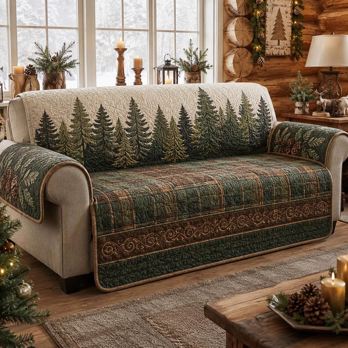 Evergreen Earth Quilted Sofa Cover Quilted Couch Protector Secret Santa Gifts
