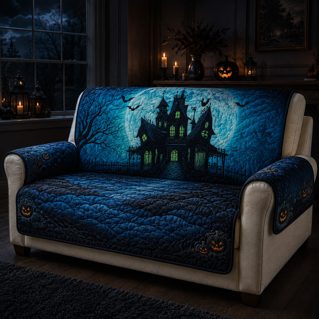 Moonlit Manor Glow Quilted Sofa Cover Holiday Sofa Protector Gift For Grandpa