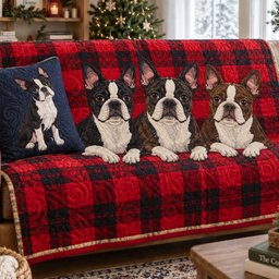 Rustic Holiday Paws Quilted Sofa Cover Holiday Quilted Couch Cover For Winter Home Decor