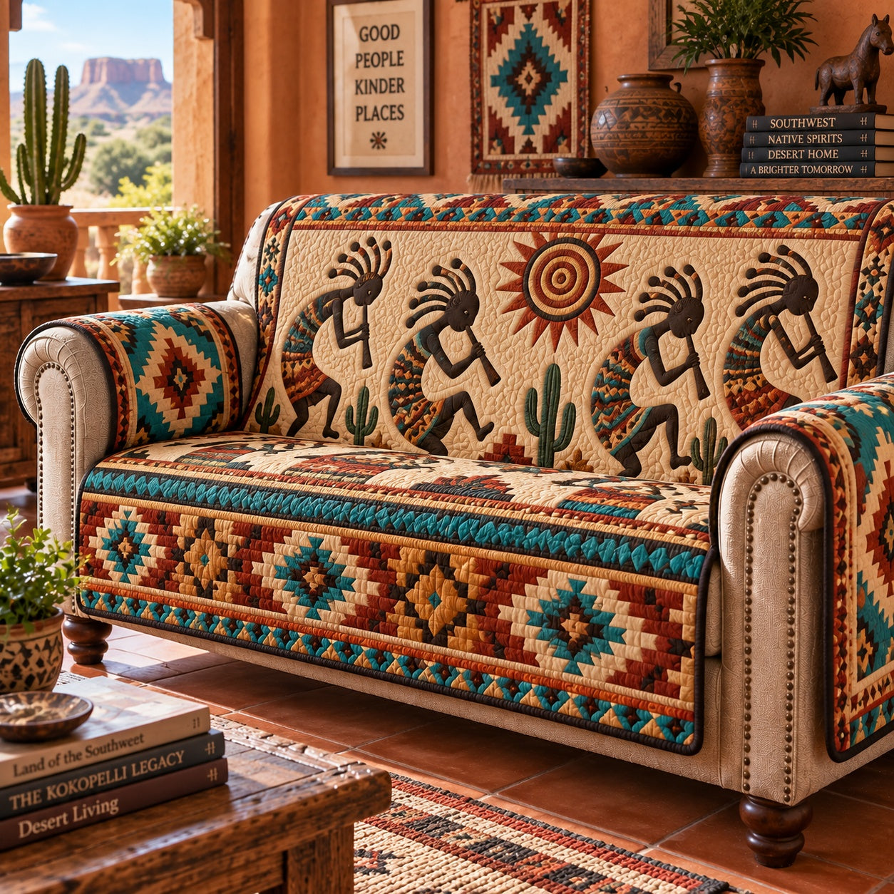 Nomad Flute Melody Quilted Sofa Cover Xmas Quilted Sofa Cover Gift For Grandma