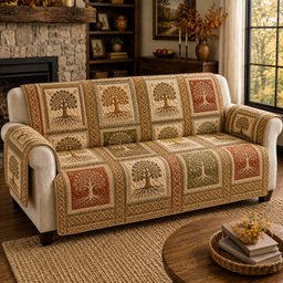 Celtic Heritage Quilted Sofa Cover Quilted Sofa Protector Gift For Christmas Season