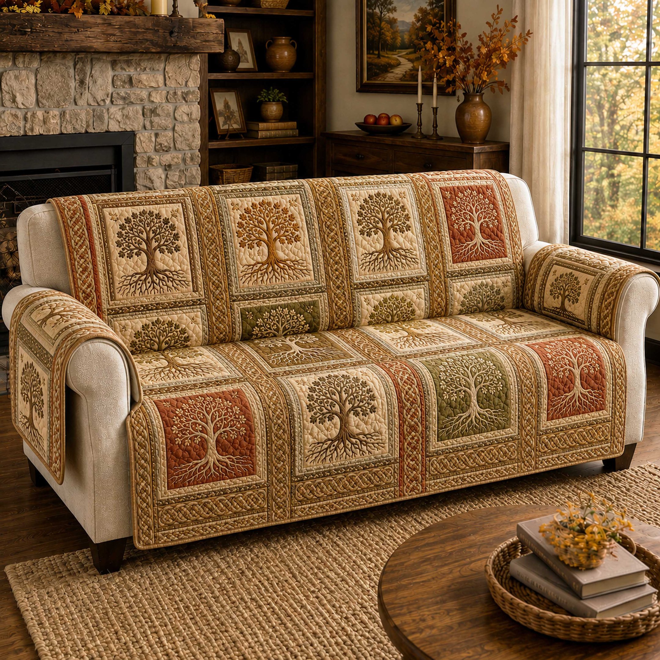 Celtic Heritage Quilted Sofa Cover Quilted Sofa Protector Gift For Christmas Season