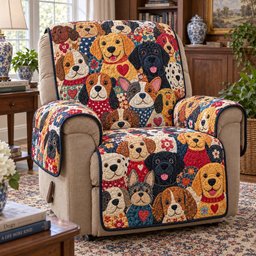 Sweetheart Dog Gathering Quilted Sofa Cover Quilted Sofa Slipcover Pet Owners Gift