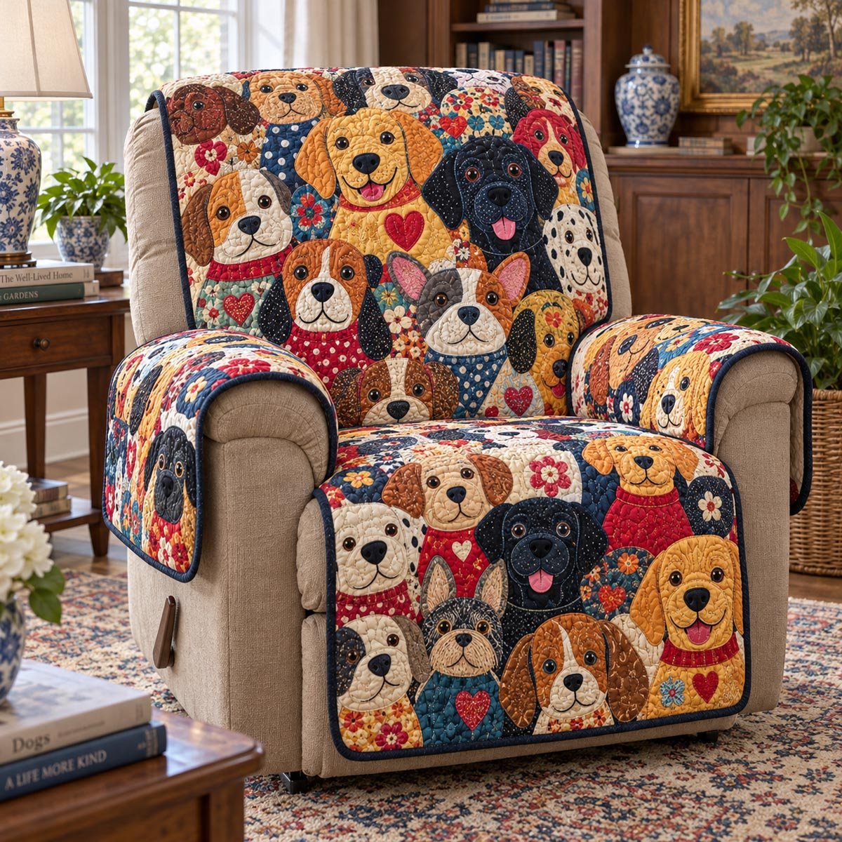 Sweetheart Dog Gathering Quilted Sofa Cover Quilted Sofa Slipcover Pet Owners Gift