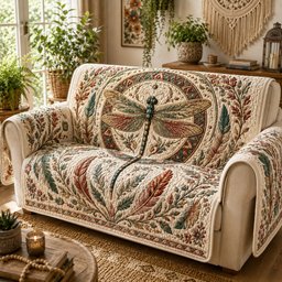 Rustic Mandala Flight Quilted Sofa Cover Large Sofa Cover Gift For Christmas