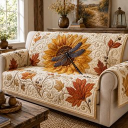 Autumn Harvest Flight Quilted Sofa Cover Festive Quilted Sofa Cover Christmas Gifts