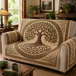 Sacred Eden Orchard Quilted Sofa Cover Quilted Sofa Protector Holiday Gifts