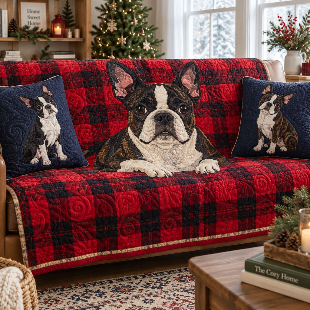 Christmas Paw Quilted Sofa Cover Quilted Sofa Cover Xmas Gift For Housewarming