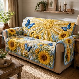 Azure Wings Shine Quilted Sofa Cover Holiday Couch Cover Secret Santa Gifts
