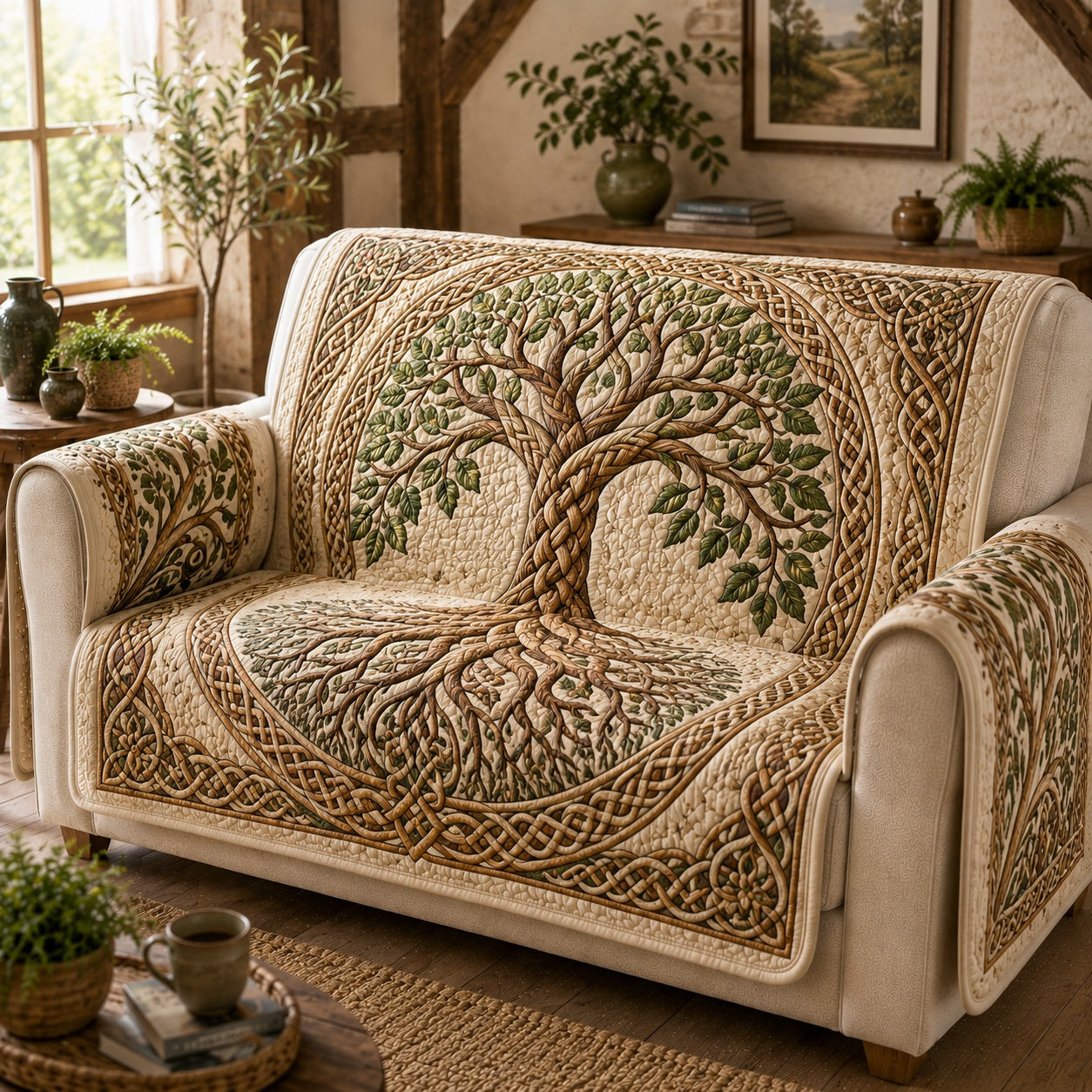 Braided Willow Harmony Quilted Sofa Cover Winter Quilted Sofa Cover Gift For Parents