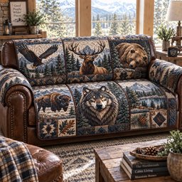 Woodland Wildlife Quilted Sofa Cover Christmas Quilted Sofa Cover Husband Gifts