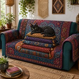 Velvet Purr Pavilion Quilted Sofa Cover Holiday Sofa Cover Best Christmas Gift Ideas_