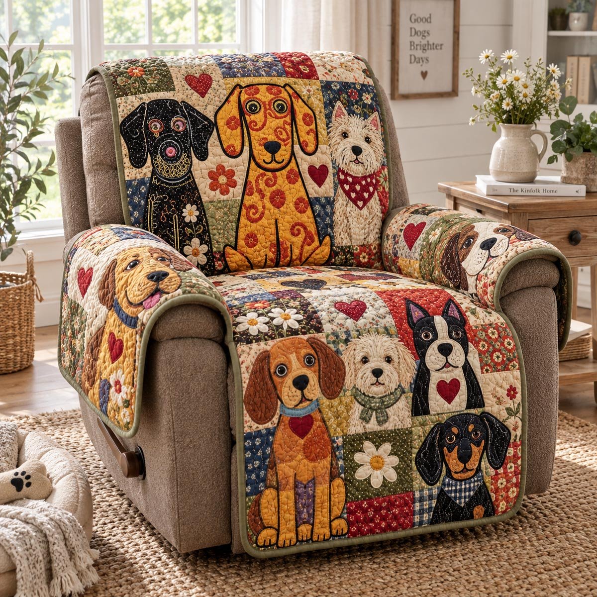 Tall Dog Love Quilted Sofa Cover Quilted Couch Protector Xmas Gift For Dog Lovers