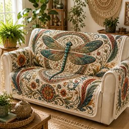 Terracotta Oasis Flight Quilted Sofa Cover Xmas Quilted Couch Cover Gift For Parents