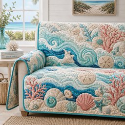 Tidal Reef Swirl Quilted Sofa Cover Xmas Sofa Protector Xmas Gift For Family