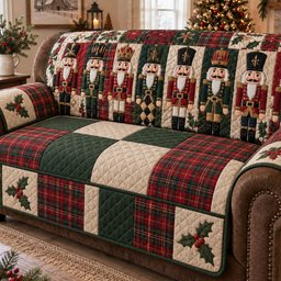 Timeless Christmas Traditions Quilted Sofa Cover Xmas Home Decor Gift For New Home