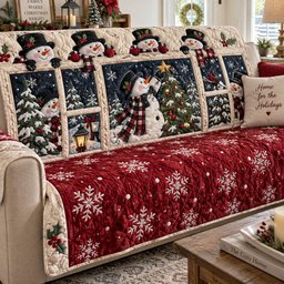 Winter Wonderland Quilted Sofa Cover Xmas Quilted Sofa Cover Secret Santa Gifts