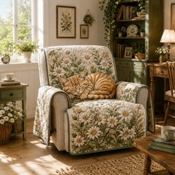 Sunlit Daisy Paws Quilted Sofa Cover Quilted Couch Covers Gift For Housewarming