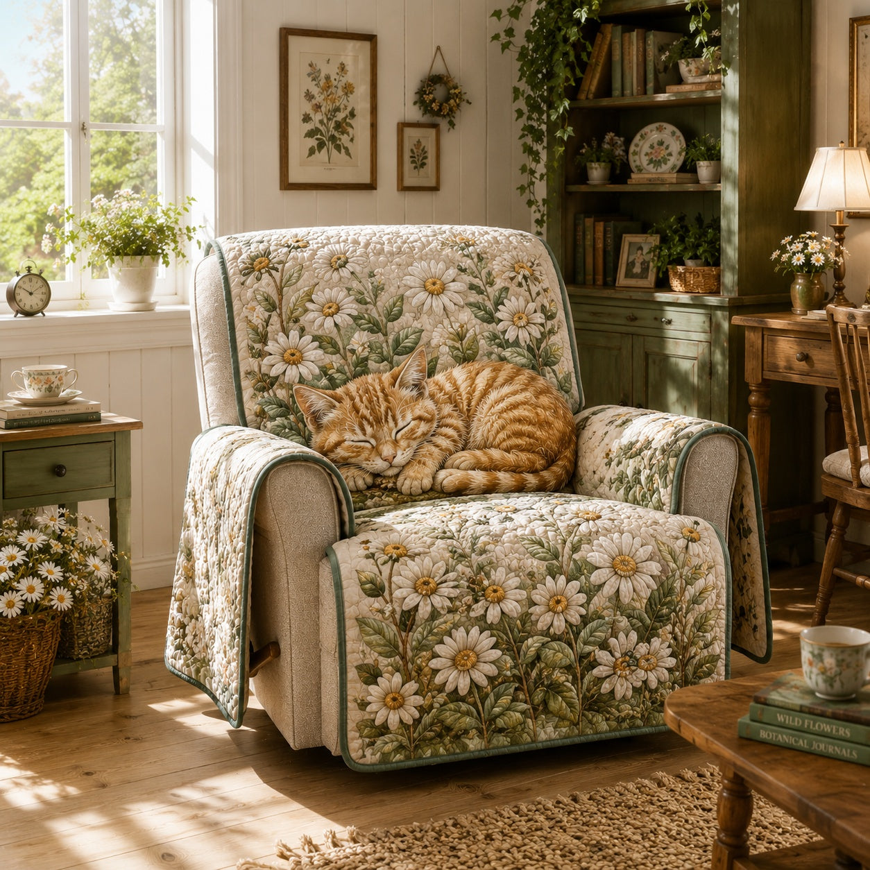 Sunlit Daisy Paws Quilted Sofa Cover Quilted Couch Covers Gift For Housewarming