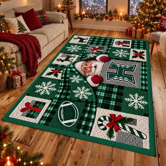 Hawaii Rainbow Warriors NCAA Christmas Quilted Area Rug Hawaii Football Decor Gift For Mom
