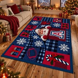 Arizona Wildcats NCAA Christmas Quilted Area Rug Wildcats Football Fan Decor Gift For Husband