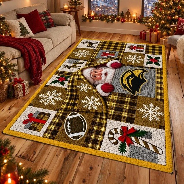 Southern Miss Golden Eagles NCAA Christmas Quilted Area Rug Golden Eagles Fan Decor Gifts