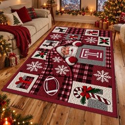 Temple Owls Primary NCAA Christmas Quilted Area Rug Temple Game Day Decor Great Gifts