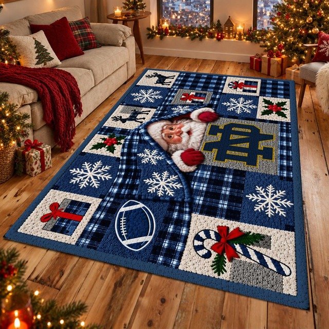 Notre Dame Fighting Irish NCAA Christmas Quilted Area Rug Game Day Decor Gift For Mother