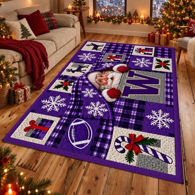 Washington Huskies NCAA Christmas Quilted Area Rug Huskies Home Decor Gift For Christmas